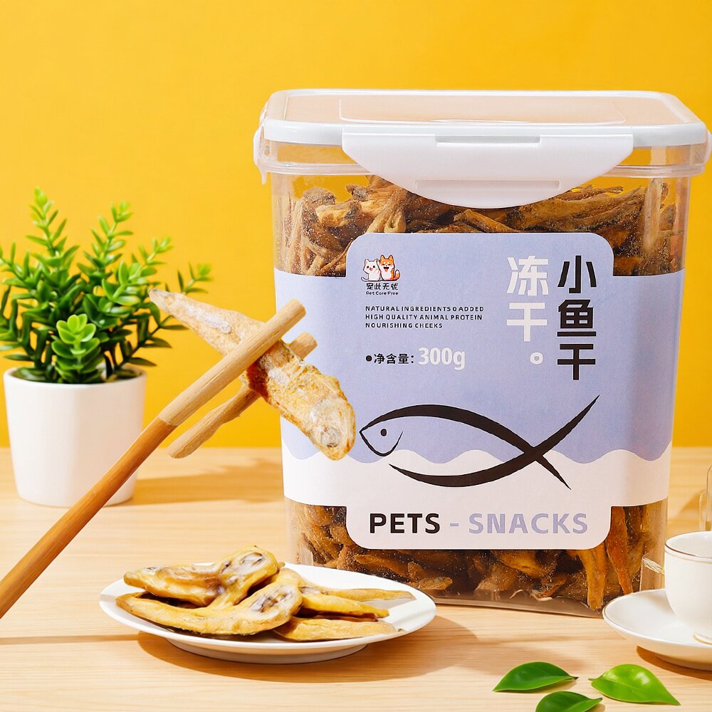 宠物零食猫零食冻干白帆鱼300g营养增肥互动美味味猫咪小鱼干罐装