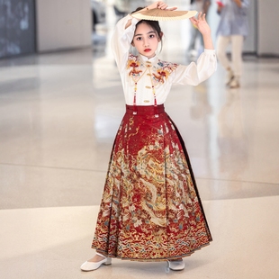 儿童马面裙套装 小女孩国风古装 新中式 2025新款 唐装 女童汉服春秋季
