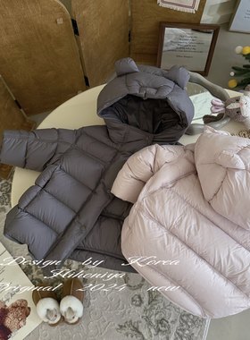 Spring韩国童装2024冬季亲子款连帽巨保暖外套女童90白鹅绒羽绒服