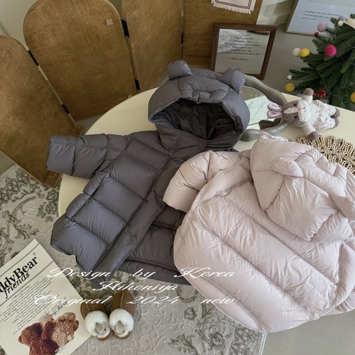 Spring韩国童装2024冬季亲子款连帽巨保暖外套女童90白鹅绒羽绒服