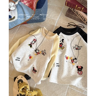 亲子卡通米奇刺绣卫衣女童圆领T恤 新款 Spring韩国童装 2025年秋季