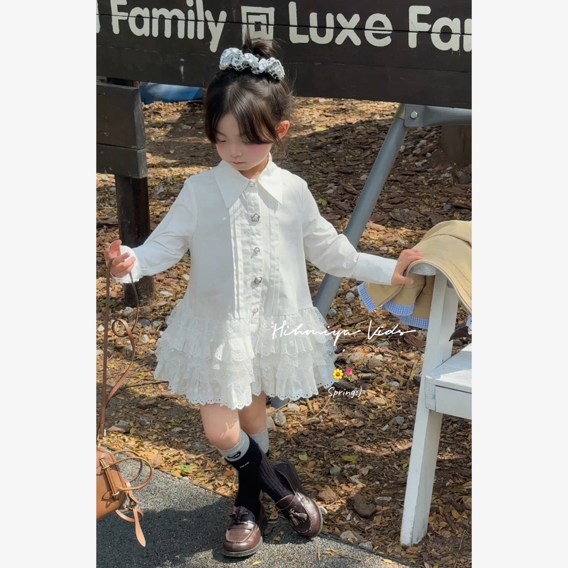Spring韩国童装2026春季新款宝宝简约蛋糕蕾丝边衬衫裙女童连衣裙