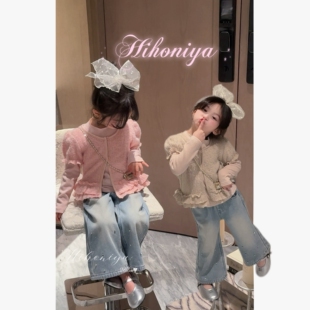 亲子真两件泡泡袖 新款 套装 女童长袖 Spring韩国童装 针织衫 2026春季