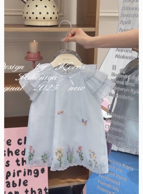 Spring韩国童装2025年夏季新款清新宝宝款泡泡袖蓬蓬裙女童连衣裙