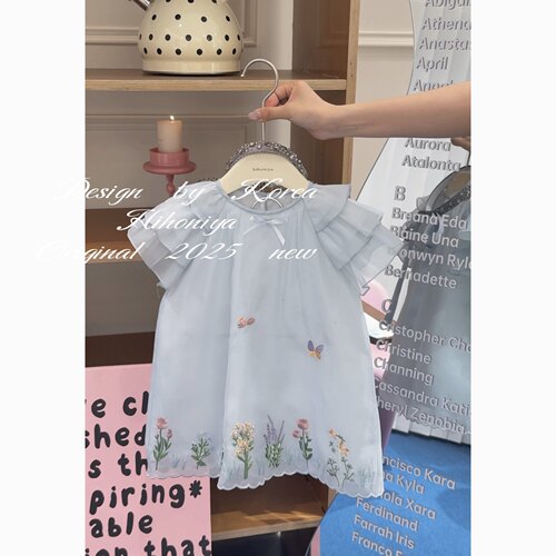Spring韩国童装2025年夏季新款清新宝宝款泡泡袖蓬蓬裙女童连衣裙