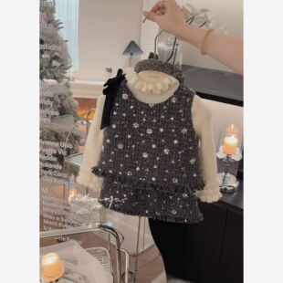 宝宝名媛小香风流苏夹棉马甲女童套装 新款 2025冬季 Spring韩国童装