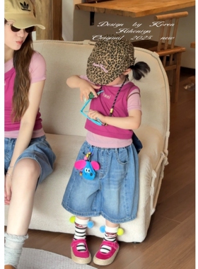 Spring韩国童装2025夏季新款亲子水洗复古薄款五分裤女童牛仔短裤