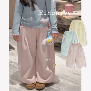 女童休闲裤 Spring韩国童装 宝宝多巴胺色系宽松卫裤 新款 2026年春季