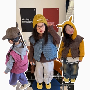 Spring韩国童装 亲子格纹保暖羽绒马甲女童保暖坎肩 2025年秋冬新款