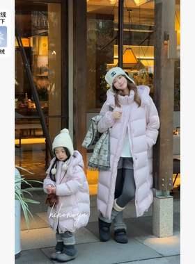 Spring韩国童装2025年冬季新款亲子高定长款过膝90羽绒服女童外套