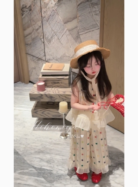 Spring韩国童装2026夏季新款宝宝设计感多巴胺波点套装女童两件套