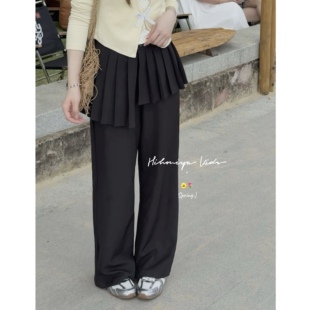 Spring韩国童装2026年春季新款亲子显瘦宽松百褶屁帘裤女童休闲裤