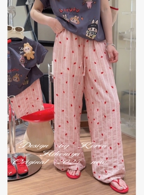 Spring韩国童装2025夏季新款亲子条纹宽松显瘦透气休闲裤女童裤子