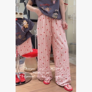 女童裤 Spring韩国童装 亲子条纹宽松显瘦透气休闲裤 新款 子 2025夏季