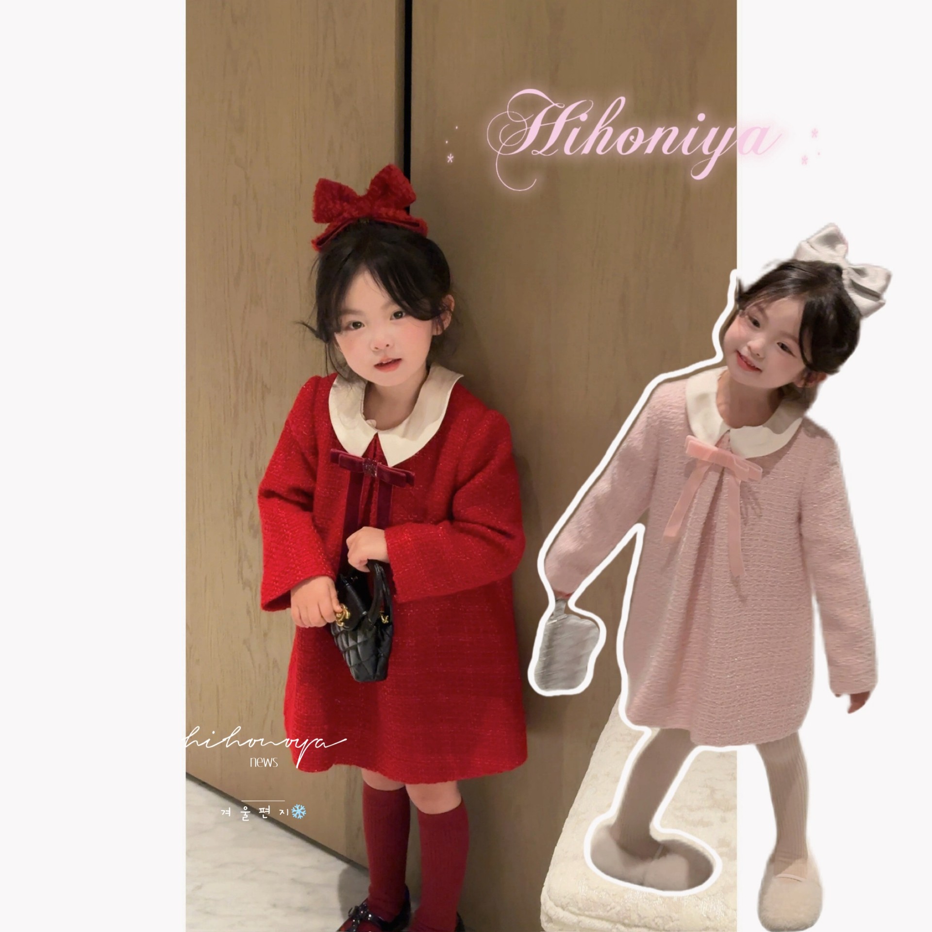 Spring韩国童装2026冬季新款宝宝蝴蝶结粗花呢加绒连衣裙女童裙子,童装/婴儿装/亲子装,连衣裙,淘宝优惠券,粉丝福利购,淘宝优惠卷