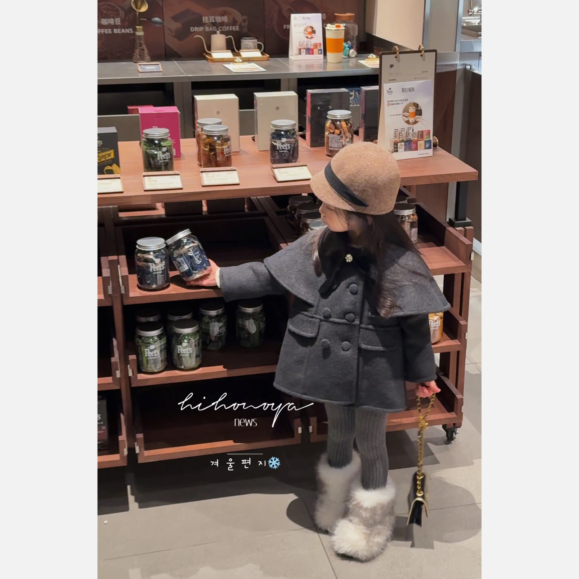 Spring韩国童装2025冬季新款亲子双面呢子双排扣轻奢大衣女童外套