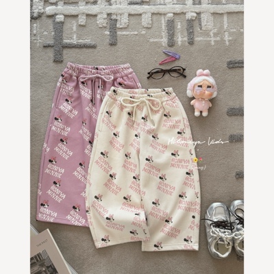 Spring韩国童装2026春季新款亲子卡通米妮字母宽松长裤女童休闲裤