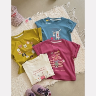 亲子卡通印花吸湿透气短袖 新款 女童T恤 2026年春季 Spring韩国童装
