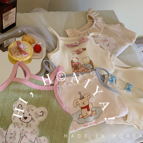 Spring韩国童装2025夏季新款卡通图案显瘦凉凉背心女童无袖韩版