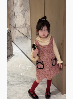 Spring韩国童装2026冬季新款宝宝小香风亮片夹棉背心裙女童连衣裙