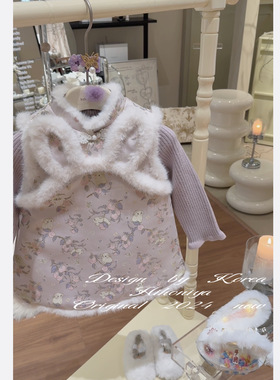 Spring韩国童装2024年冬季宝宝款国风中式裙子背心裙女小童半身裙