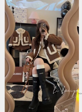 Spring韩国童装2023新款小众亲子装儿童花边小香风羽绒套装母女装