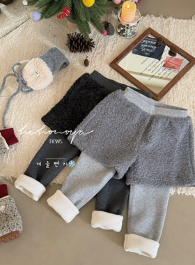 Spring韩国童装2025年冬季新款亲子真两件一体绒打底裤女童休闲裤