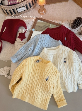 Spring韩国童装2025年冬季新款亲子小熊美利奴针织毛衣女童针织衫