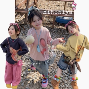 亲子卡通印花韩系长袖 新款 卫衣女童T恤 2026年春季 Spring韩国童装