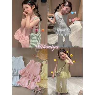 亲子小香风洋气马甲女童喇叭休闲裤 新款 2026年夏季 Spring韩国童装