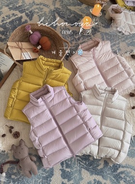 Spring韩国童装2025冬季新款亲子叠穿90羽绒马甲女童保暖加厚坎肩