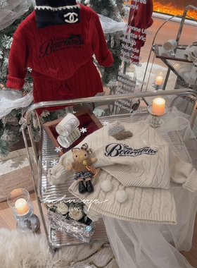 Spring韩国童装2025冬季新款亲子绞花刺绣显瘦针织套装女童两件套