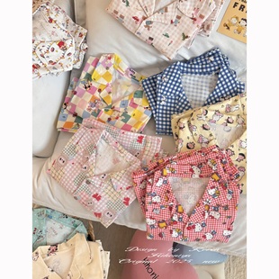 Spring韩国童装2025年秋季新款亲子卡通动漫纯棉家居服女小童睡衣