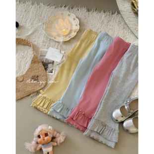 宝宝荷叶边洋气高弹喇叭裤 Spring韩国童装 2026夏季 新款 女童九分裤