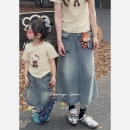 亲子复古A字裙显瘦牛仔裙女童半身裙 新款 Spring韩国童装 2026春季