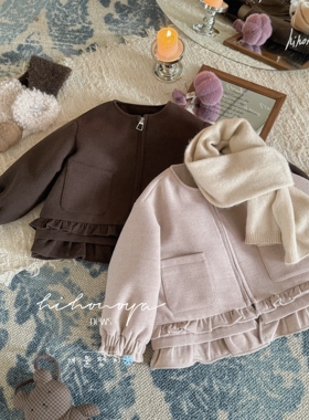 Spring韩国童装2025年秋冬新款亲子小香风花边羽绒服女童保暖外套