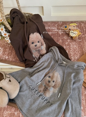 Spring韩国童装2025年秋季新款亲子小狗印花长袖卫衣女童圆领T恤