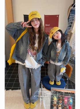 Spring韩国童装2025年秋季新款亲子连帽牛仔外套女童长袖夹克开衫