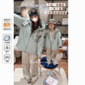 Spring韩国童装 2025秋冬新款 亲子户外三合一摇粒绒冲锋衣女童外套
