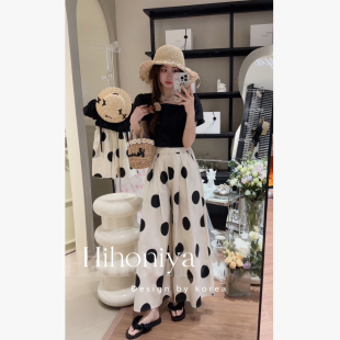 方领短袖 女童泡泡袖 波点裤 亲子套装 Spring韩国童装 两件套长裤 夏季