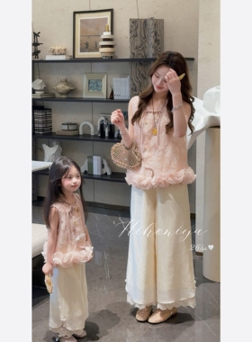 Spring韩国童装2026夏季新款九分裤亲子新中式马甲女童国风半身裙