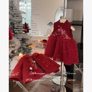 90白鸭绒国风羽绒服女童连衣裙套装 亲子款 2024冬季 Spring韩国童装