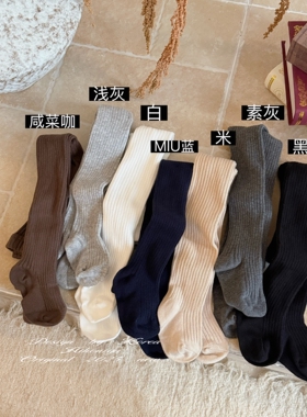 Spring韩国童装2025年秋季新款宝宝精梳棉连裤袜女童秋天长筒袜子