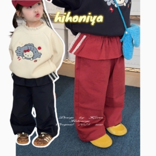 女童休闲裤 宝宝蕾丝纯色洋气屁帘裤 2025年秋冬新款 Spring韩国童装