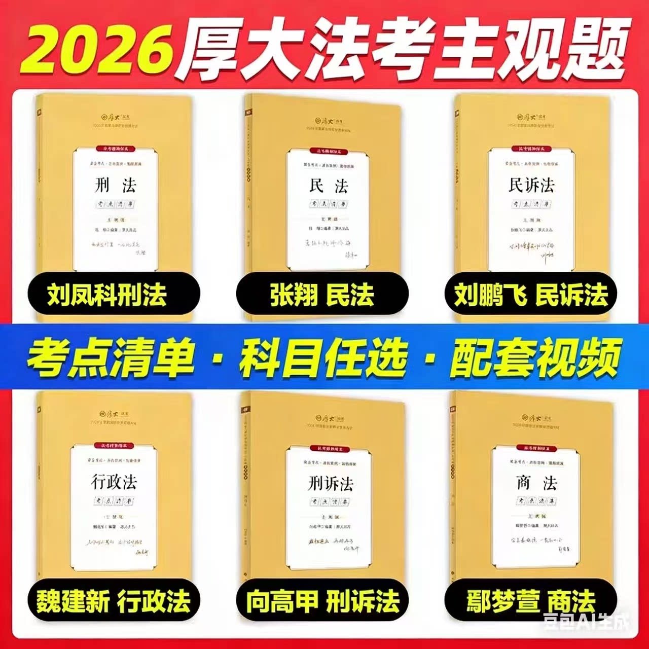 含视频课】2026司法考试厚大主观题考点清单厚大主观题教材国家法律职业资格考试主观题鄢梦萱商法向高甲刑诉民法张翔刑法精讲教材