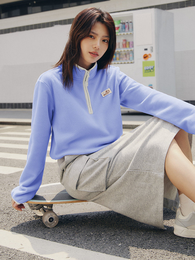 361 여성용 스포츠 운동복 2024 겨울 플러시 풀오버 하프 카디건 POLAR FLEECE 여성용 자켓 라이너