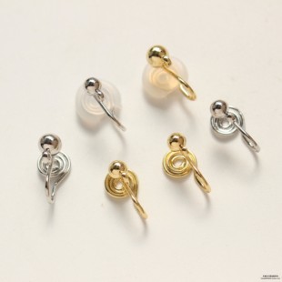 铜镀14K真金色无痛蚊香盘耳夹空托豆豆耳夹diy耳饰配件