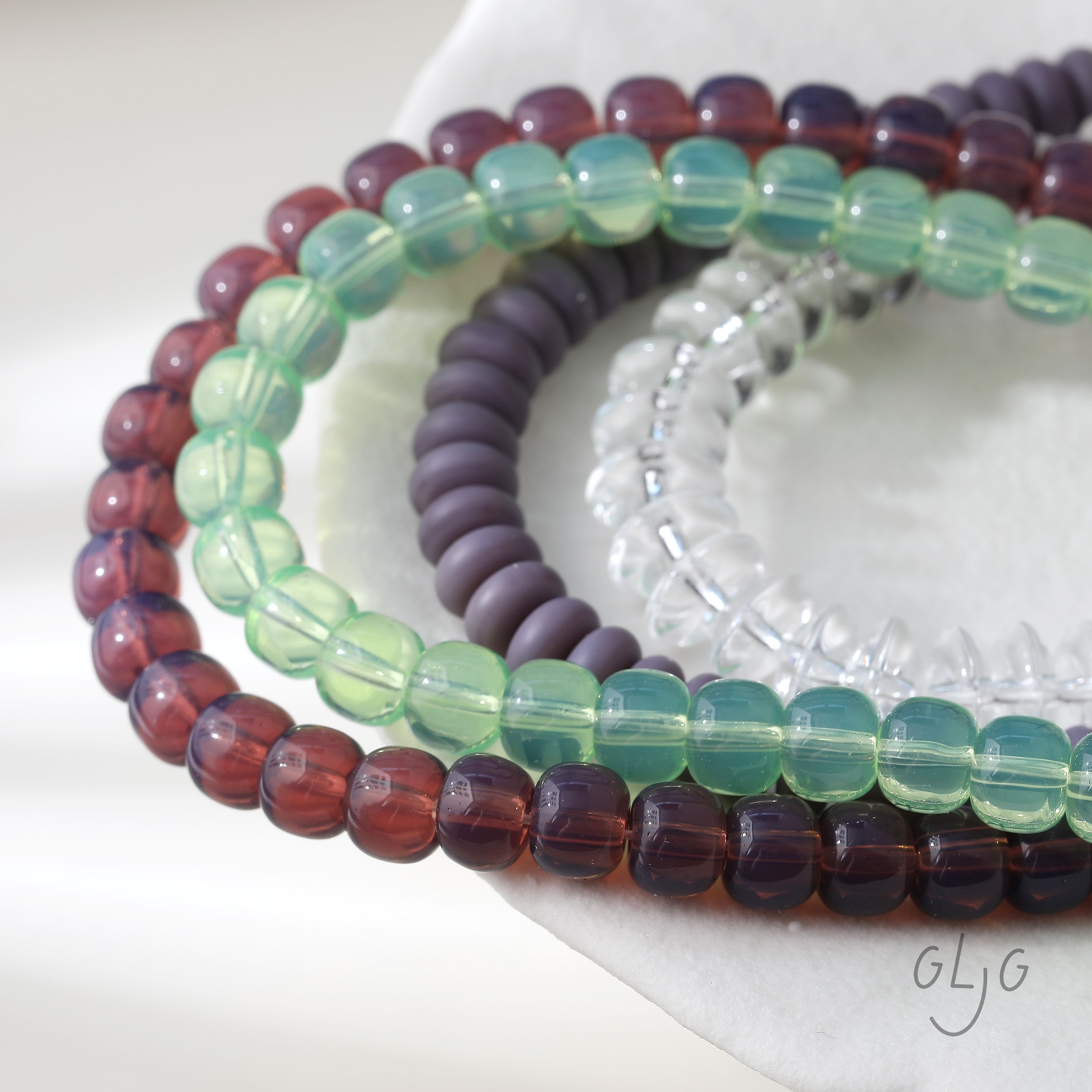 玻璃磨砂效果车轮珠diy手作串珠项链手链耳饰材料配件