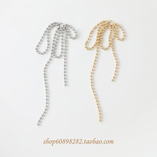 14K电镀真金保色圆珠流苏链条大蝴蝶吊坠diy耳饰手作珍珠材料配件