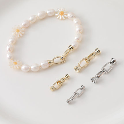 14K电镀真金保色椭圆简约百搭扣子diy手作项链手链链接扣